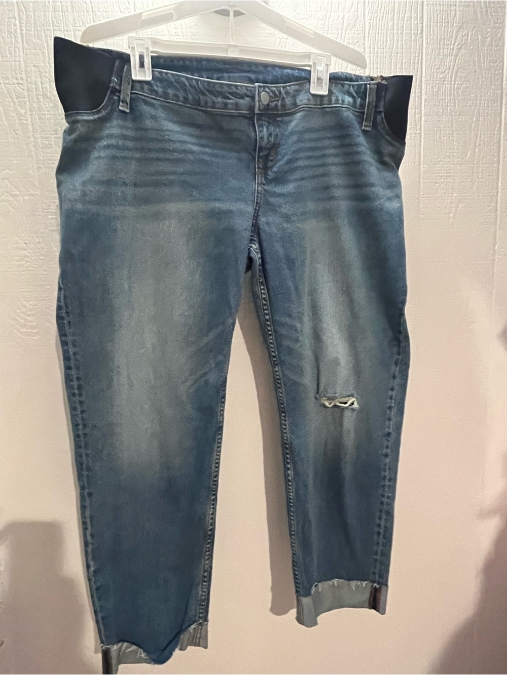 Target Women's Blue Cropped Distressed Maternity Jeans